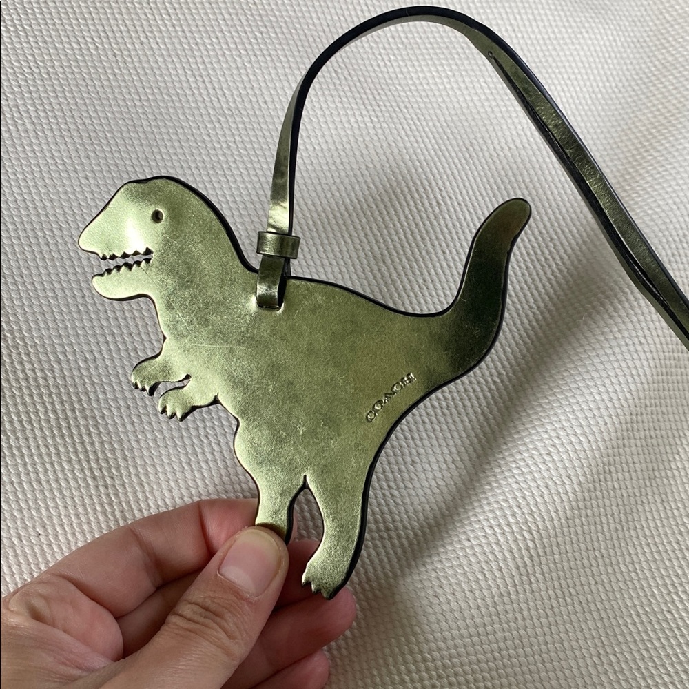 Coach Metallic Green Dinosaur Leather Bag Charm